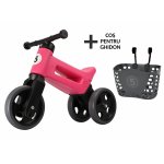 Tricicleta copii fara pedale 2 in 1 cu cosulet pentru ghidon Funny Wheels Rider Sport Roz/Negru, inaltime scaun 27-29 cm, raza de viraj limitata, de la 18 luni, greutate maxima admisa 25 Kg