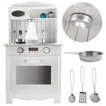 Bucatarie pentru copii, mdf, lampa led, cuptor, aragaz, chiuveta, ustensile gatit, 93x43.5x28.5 cm