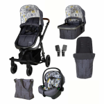 Carucior 3 in 1 pentru copii Cosatto Giggle Trail Fika Forest, geanta de infasat, saculet pentru picioare, husa ploaie