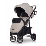 Carucior pentru copii Euro-Cart Flex omologat pana la 22 kg, Fossil Black Edition cu cadru de aluminiu, roti cu suspensii, echipat cu husa de picioruse groasa, pelerina de ploaie si suport pentru biberon