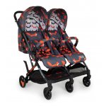 Carucior pentru gemeni Cosatto Woosh Double Charcoal Mr.Fox 0-22 kg cu husa de ploaie