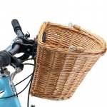 Cos din ratan pentru bicicleta, detasabil, mecanism tip click, 21x34x41cm, natur