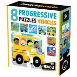 Puzzle progresiv Vehicule cu piese mari pentru copiii de peste 2 ani Headu