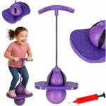Jumper de sarituri si echilibru pentru copii, Ikonka, cu placa antiderapanta si pompa inclusa, inaltime 70 cm, Pogo Purple