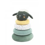 Piramida de stivuit pentru bebelusi KikkaBoo Sleepy Sheep din plus,cu 4 inele de marimi diferite, 23cm