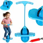 Jumper de sarituri si echilibru pentru copii, Ikonka, cu placa antiderapanta si pompa inclusa, inaltime 70 cm, Pogo Blue