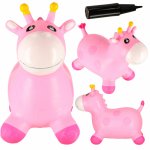 Jumper gonflabil pentru copii, Ikonka, cu pompa inclusa, design dinamic, dimensiune 45 x 53 x 40 cm, Giraffe Pink