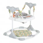 Jumper pentru copii Moni Hop Gri cu inaltime reglabila,sezut rotativ 360 grade, Panou muzical cu taste, Jucarii cu diferite forme, culori si texturi, Recomandat copii peste 6 luni si greutatea de pana la 12 kg