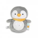 Lampa de veghe pentru camera copii Moni Snuggly Penguin cu sunete albe,10 melodii linistitoare si sunete ale naturii,Volum reglabil,Oprire automata dupa 20 minute,Material plus moale,Proiector detasabil utilizare individuala