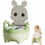 Olita bebelusi Little Mom Cute Rabbit Green, cu adaptor moale din spuma PU, vas colector detasabil, baza anti-alunecare, protectie antistropire, spatar ergonomic