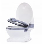 Olita pentru copii, Little Mom Baby Potty Grey, model realist, cu vas colector detasabil, suport pentru servetele, capac rabatabil cu functie de spatar ergonomic, manere de sustinere si baza antiderapanta