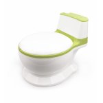 Olita tip minitoaleta pentru copii Little Mom Green, design realist si ergonomic, colac PVC, cu vas colector detasabil, suport pentru hartie, baza antiderapanta, dimensiune 39 x 27 x 32 cm