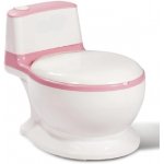 Olita tip minitoaleta pentru copii Little Mom Pink, design realist si ergonomic, colac PVC, cu vas colector detasabil, suport pentru hartie, baza antiderapanta, dimensiune 39 x 27 x 32 cm