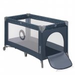 Patut pliabil, Lionelo, Stefi, Cu un nivel, Cu intrare laterala cu fermoar, 2 roti, 120x60 cm, Conform cu standardul european de securitate EN 716, Albastru