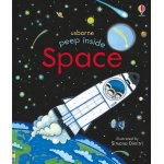Carte pentru copii Usborne Peep Inside Space cu clapete