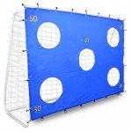 Poarta de fotbal cu 5 tinte pentru antrenament, 240x150x90 cm, profil 32 mm, otel, alb/albastru
