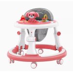 Premergator pentru copii Little Mom Pink, cu panou interactiv detasabil cu sunete si lumini, sezut rotativ 360, roti silentioase, prevazut cu maner de sustinere/impingere