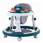Premergator pentru copii Little Mom Green, cu panou interactiv detasabil cu sunete si lumini, sezut rotativ 360, roti silentioase, prevazut cu maner de sustinere/impingere