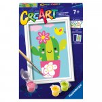 Pictura pe numere CreArt pentru copii cactus in ghiveci Ravensburger