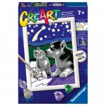 Pictura pe numere pentru copii CreArt prieteni care stralucesc in intuneric Ravensburger