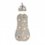 Saculet Swaddle infasat nou nascut Bumbac + caciulita First Step Animale Epoca Sky Blue Sleepee