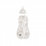 Saculet Swaddle pentru infasat Nou Nascut + Caciulita First Step Bloom 0.2 Tog Sleepee
