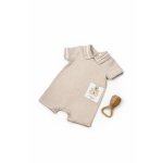 Salopeta de vara, cu guler, pentru bebelusi, BabyCosy TeddyBear, 100% bumbac organic, marime 9-12 luni