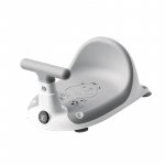 Scaun de baie bebelusi Little Mom Grey, cu spatar si ghidon de sustiere, afisaj de temperatura integrat,  margini rotunjite si fixare cu ventuze, compatibilitate universala, dimensiune 37 x 27.2 x 20.6 cm