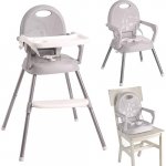 Scaun de masa 3 in 1 pentru copii Little Mom Booster Gray, pliabil si portabil, cu centura de siguranta, tavita compartimentata reglabila in 3 pozitii, dimensiune 48 x 55 x 88 cm