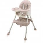 Scaun de masa pentru copii, Little Mom, transformabil, cu tavita dubla ajustabila si detasabila, cu Suport pentru picioare si centura in 5 puncte, dimensiune 62 x 77 x 92 cm, Dinner Cream