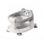 Scaunel de baie pentru copii Little Mom Bear Grey model universal cu spatar ergonomic, ventuze de fixare, brate mobile, dimensiuni 21x41x24 cm