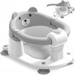 Scaunel de baie pentru copii Little Mom Bear Grey model universal cu spatar ergonomic, ventuze de fixare, brate mobile, dimensiuni 21x41x24 cm