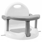 Scaunel de baie pentru bebelusi Little Mom Grey, pliabil, design ergonomic cu spatar si maner de transport, fixare cu ventuze, dimensiune 32 x 32 x 28 cm