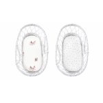 Set 2 cearceafuri cu elastic pentru landou/cosulet bebe Bumbac Bird/Puncte Sleepee