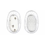 Set 2 cearceafuri cu elastic pentru landou/cosulet bebe Bumbac Jungle Plant/Puncte Sleepee