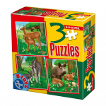 Set 3 puzzle-uri Animale salbatice 6, 9, 16 piese