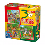 Set 3 puzzle-uri Motanul incaltat, Hansel si Gretel, Scufita Rosie 6, 9, 16 piese