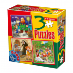 Set 3 puzzle-uri Pinocchio, Hansel si Gretel, Alba ca Zapada 6, 9, 16 piese