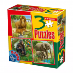 Set 3 puzzle-uri Animale salbatice 6, 9, 16 piese