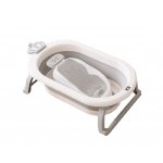 Set Cadita pliabila pentru copii, Little Mom Royal Grey, termometru incorporat si suport anatomic cu tetiera inclus, dimensiune 24 x 92 x 51 cm