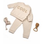 Set bluzita si pantaloni pentru bebelusi, BabyCosy Cool, Stone, marime 3-6 Luni