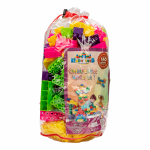 Set de constructie pentru copii Huby Toys cu 140 de cuburi multicolore in geanta pentru transport si depozitare, 20x20x36 cm