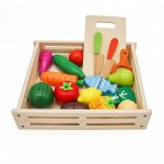 Set ladita cu fructe si legume din lemn, pentru feliat, tocator, cutite, prindere magnetica