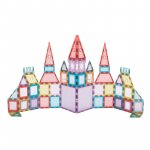 Set magnetic pentru constructii, 66 piese multicolor, plastic transparent, margini magnet