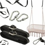 Set de montaj pentru leagane si hamace, include doua curele robuste de 2 metri, in geanta de transport inclusa
