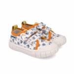 Tenisi canvas cu monstruleti pentru copii Garvalin 252382 Albi marime 22 (13,5-14,1 cm)