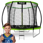 Trambulina de gradina pentru copii Neo-Sport Comb 252cm 8ft,cu Scara si Plasa interioara, Stalpi metalici cu protectie din burete, Intrare cu fermoar si catarama, Covoras impermeabil flexibil