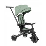 Tricicleta 8in1 pentru copii KikkaBoo Trix 2 Mint Ultrapliabila,de la 10 luni la 22kg,Cadru din aluminiu,Sezut rotativ,Spatar reglabil,Maner parental reglabil,Copertina reglabila/detasabila,Centura de siguranta,Roti spuma EVA