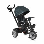 Tricicleta multifunctionala pentru copii Byox Space Blue cu roti EVA,Maner parinte reglabil pe inaltime,Scaun rotativ,Spatar reglabil cu pozitie somn,Ghidon pliabil,Roti EVA,2 tipuri de suport picioare,Cosulet si suport pahar