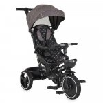Tricicleta pentru copii Byox Fusion Grey,Maner parental reglabil pe inaltime,Scaun rotativ la 360 grade,Spatar reglabil cu pozitie somn,Ghidon pliabil,Roti din PU,Frana,Husa moale,2 tipuri de suport picioare,Bara detasabila